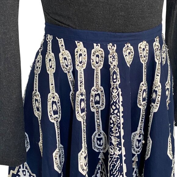 Silkland Vintage Inspired Sequins and Navy Blue Full Skirt Size 10 - Picture 3 of 7